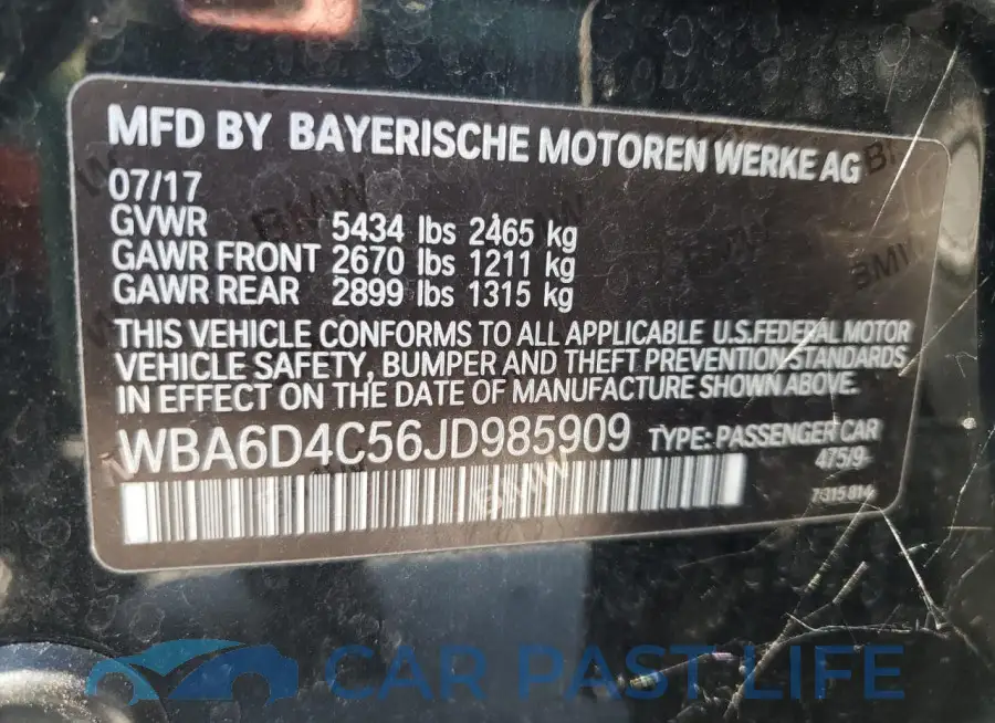 WBA6D4C56JD985909# 12