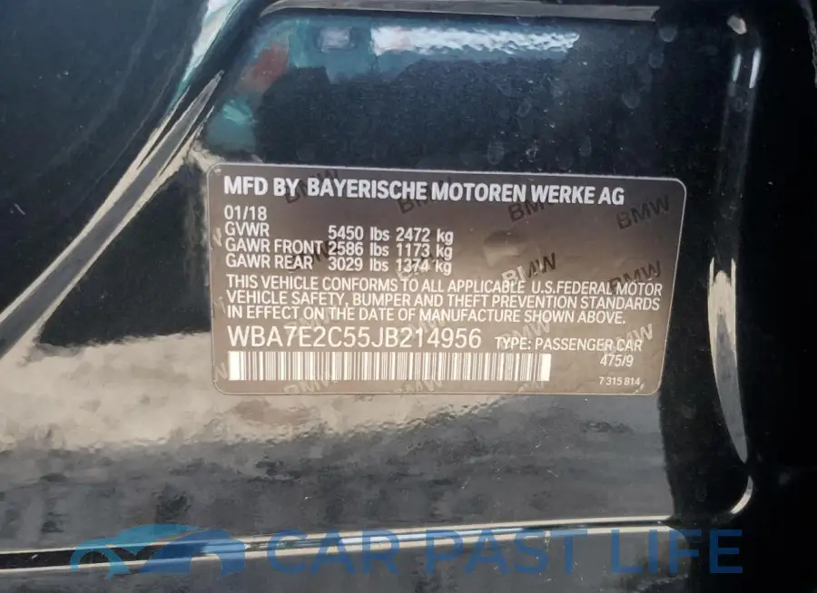 WBA7E2C55JB214956# 12