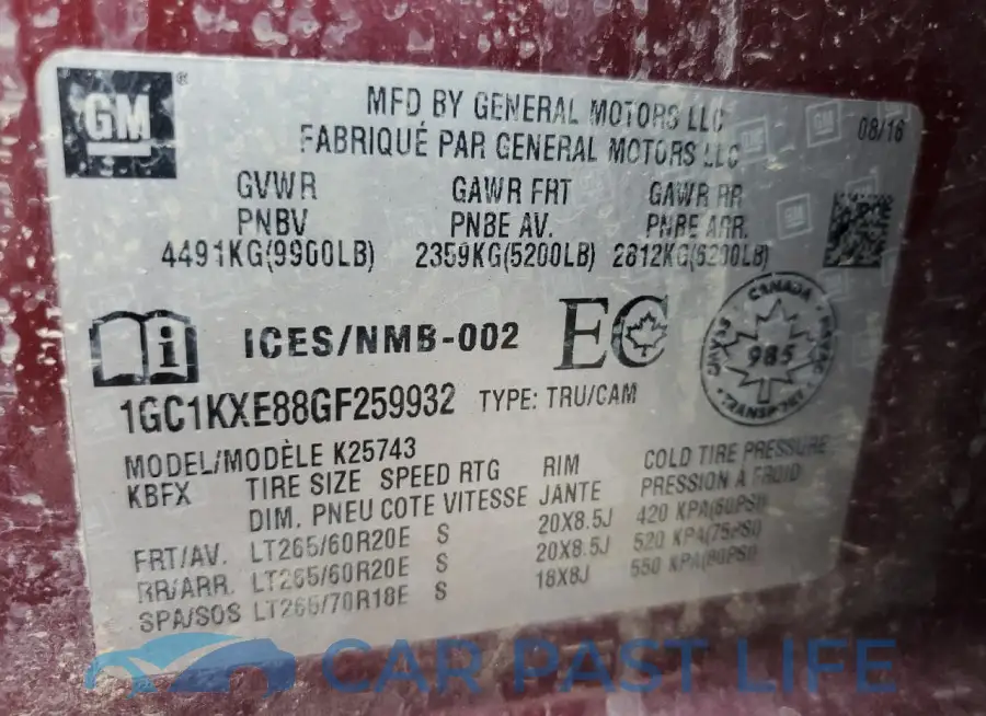 1GC1KXE88GF259932# 13