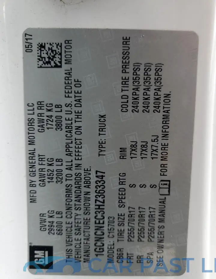 1GCNCNEC3HZ363347# 12