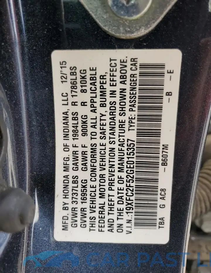 19XFC2F52GE015357# 12