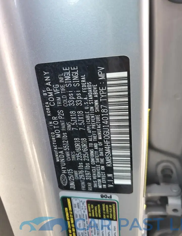 KM8SM4HF0GU140187# 13