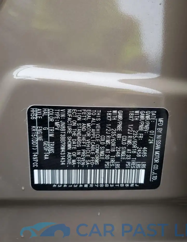 JN8BT3BB7RW431434# 13