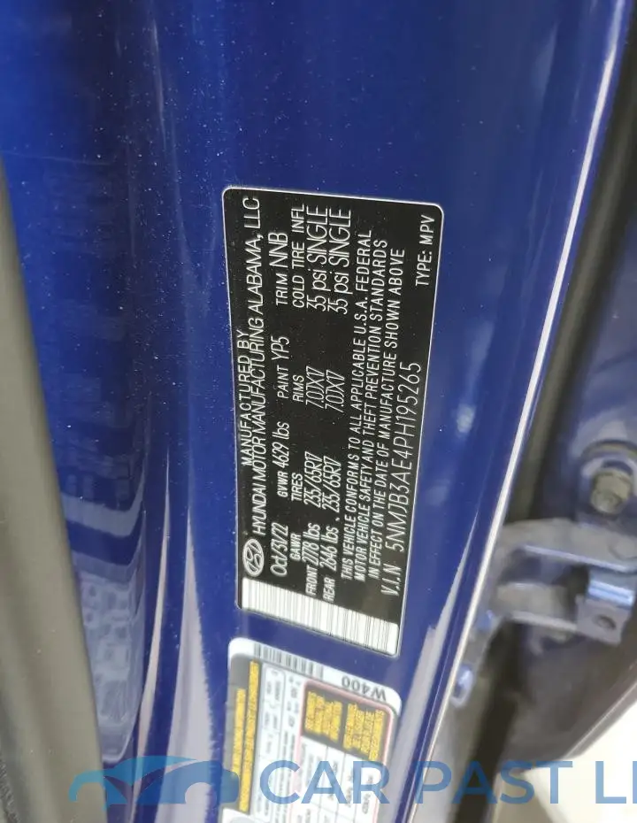 5NMJB3AE4PH195265# 13