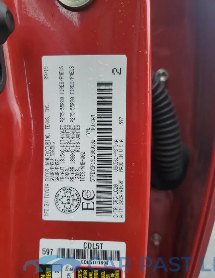 5TFDY5F19LX880182# 12