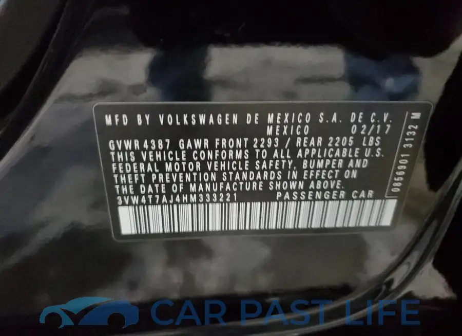 3VW4T7AJ4HM333221# 12