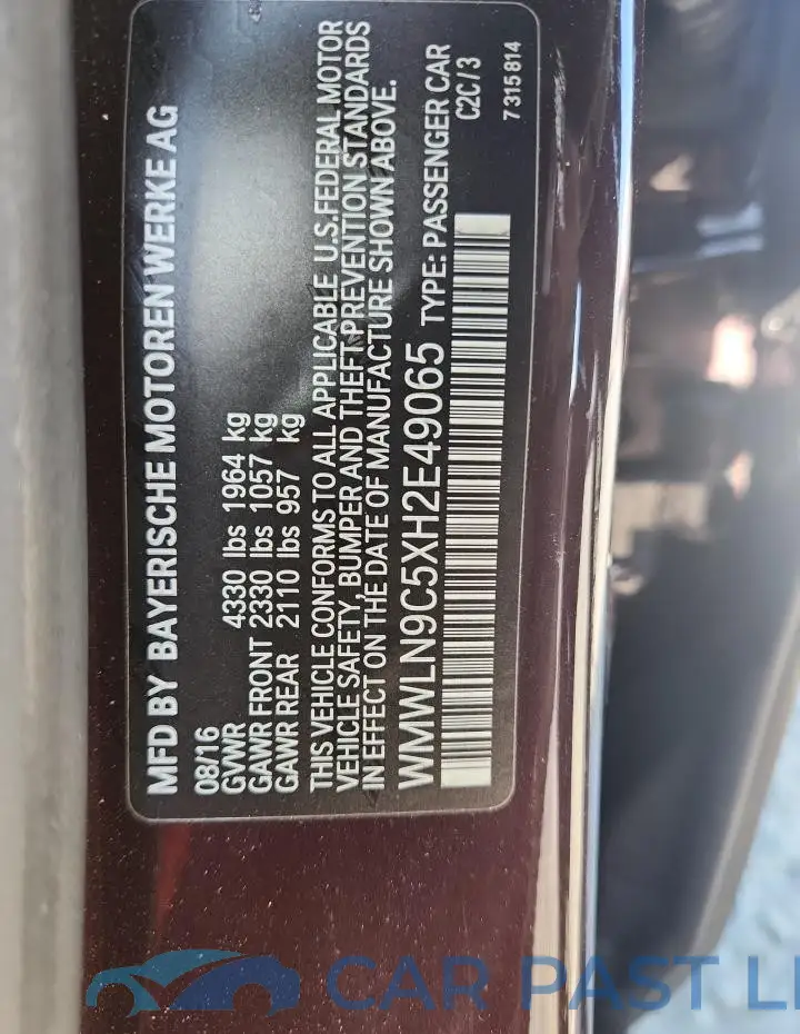 WMWLN9C5XH2E49065# 12