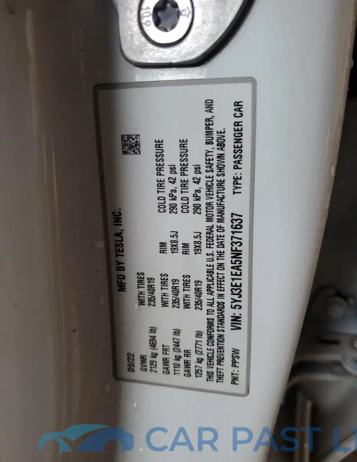 5YJ3E1EA5NF371637# 12