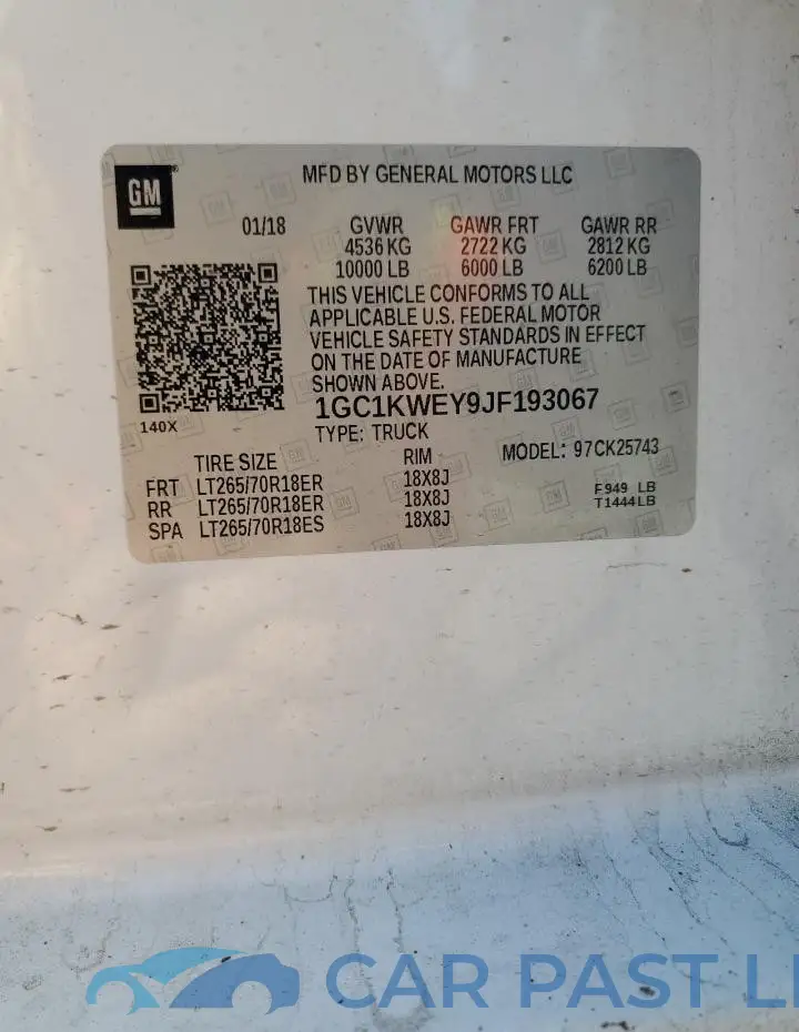 1GC1KWEY9JF193067# 12
