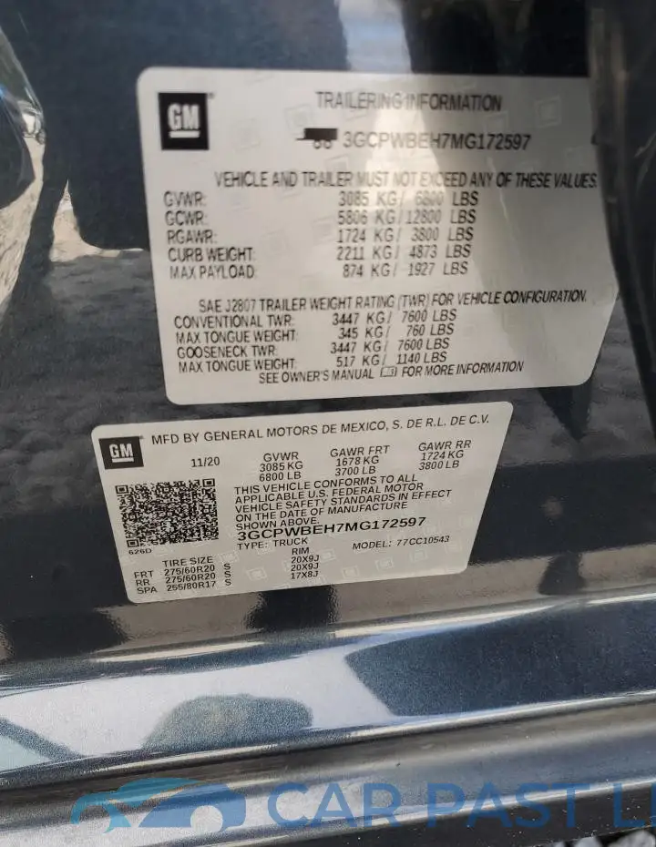 3GCPWBEH7MG172597# 12