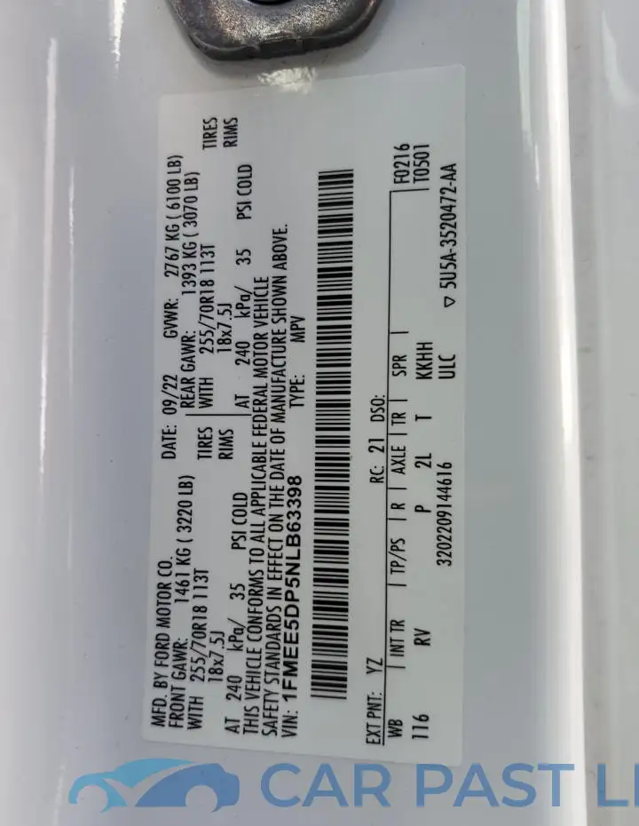 1FMEE5DP5NLB63398# 12
