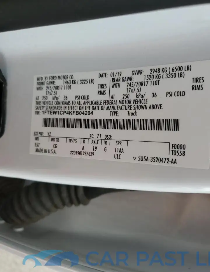 1FTEW1CP4KFB04204# 12