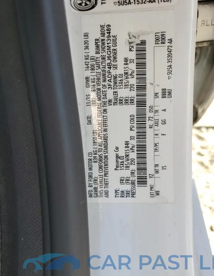 3FADP4BJ6GM139489# 12