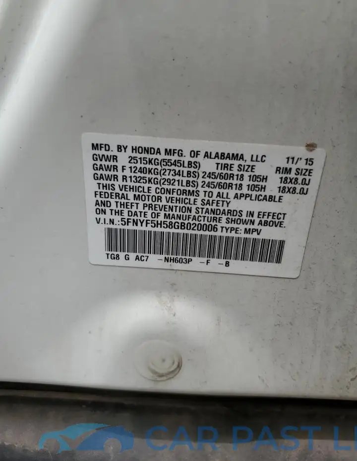 5FNYF5H58GB020006# 13