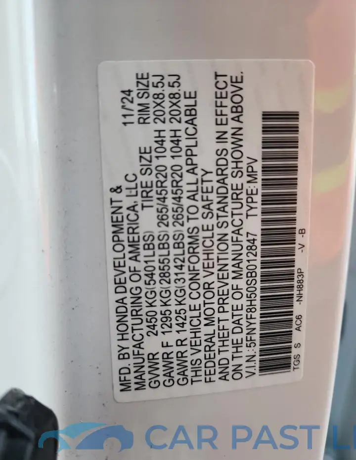 5FNYF8H50SB012847# 14