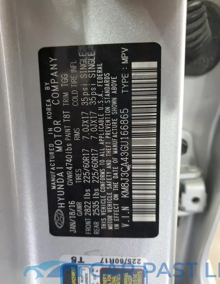 KM8J3CA43GU166865# 13