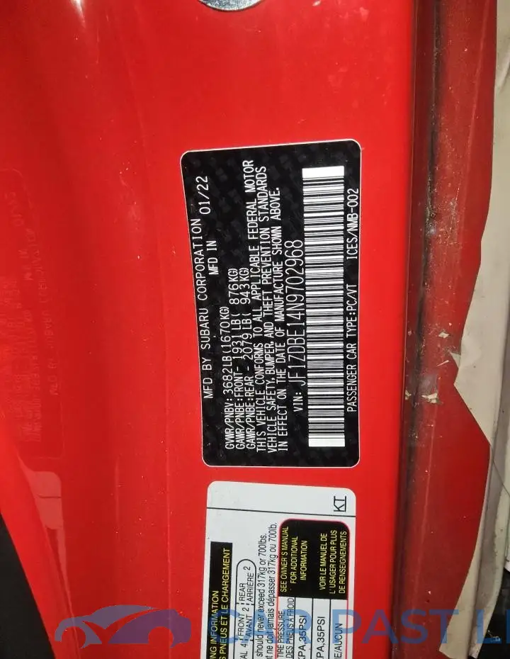 JF1ZDBE14N9702968# 13