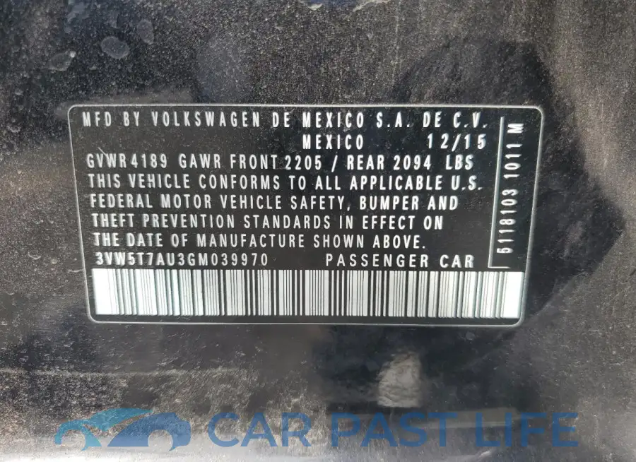3VW5T7AU3GM039970# 12