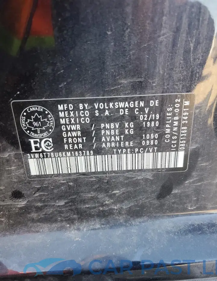 3VW6T7BU6KM163789# 13