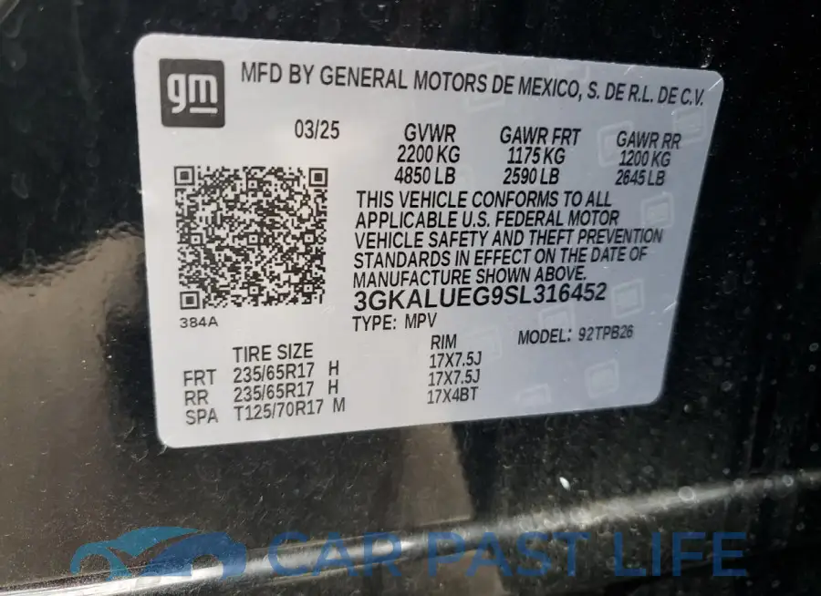 3GKALUEG9SL316452# 12