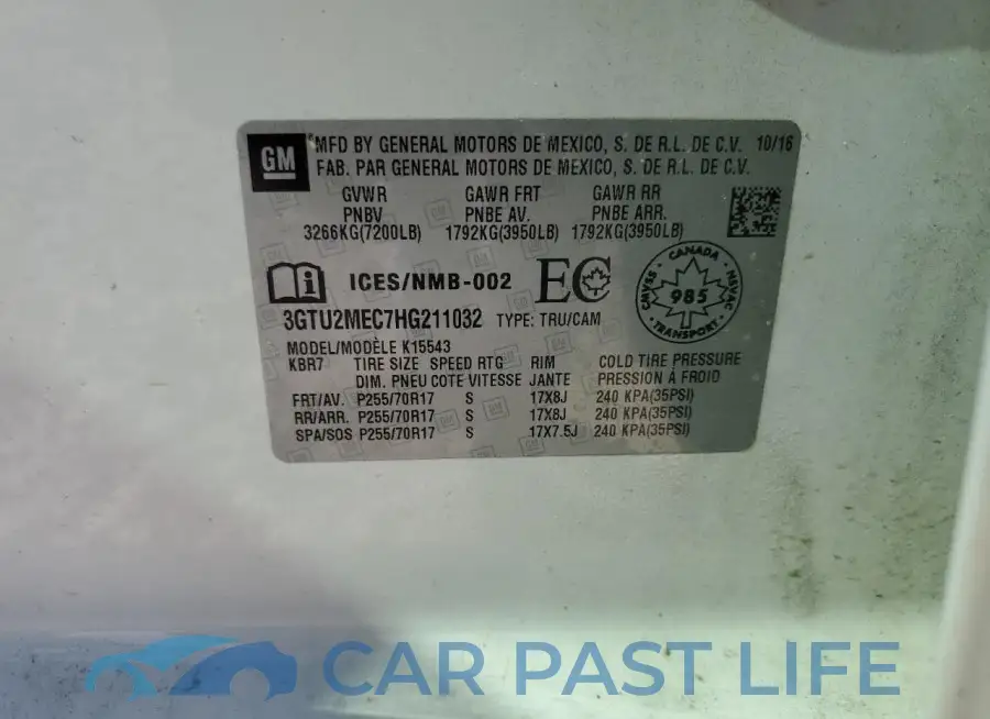 3GTU2MEC7HG211032# 12