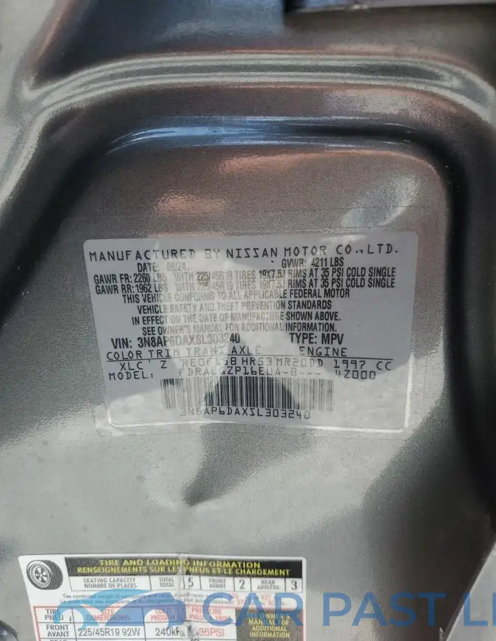 3N8AP6DAXSL303240# 12