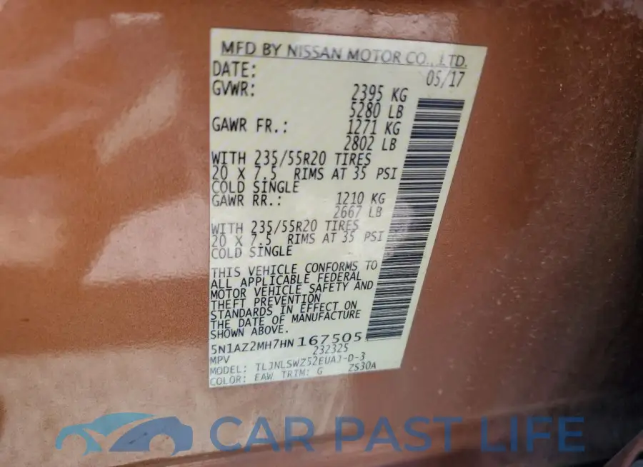 5N1AZ2MH7HN167505# 13