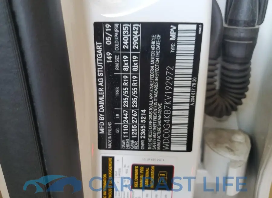 WDC0G4KB7KV192972# 12