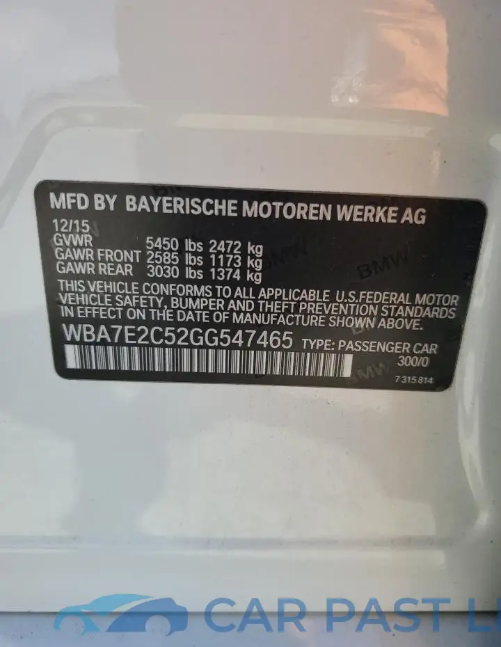 WBA7E2C52GG547465# 12