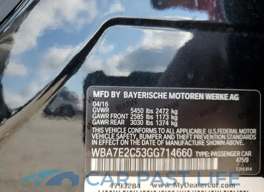 WBA7E2C53GG714660# 12