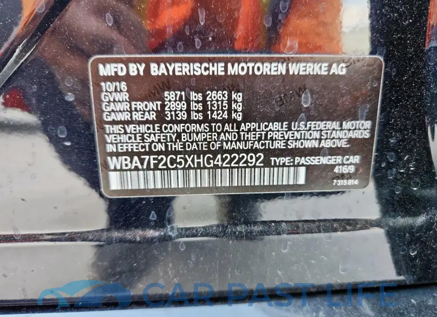 WBA7F2C5XHG422292# 12