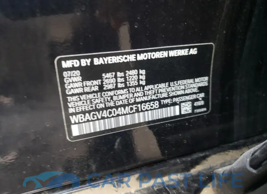 WBAGV4C04MCF16658# 10