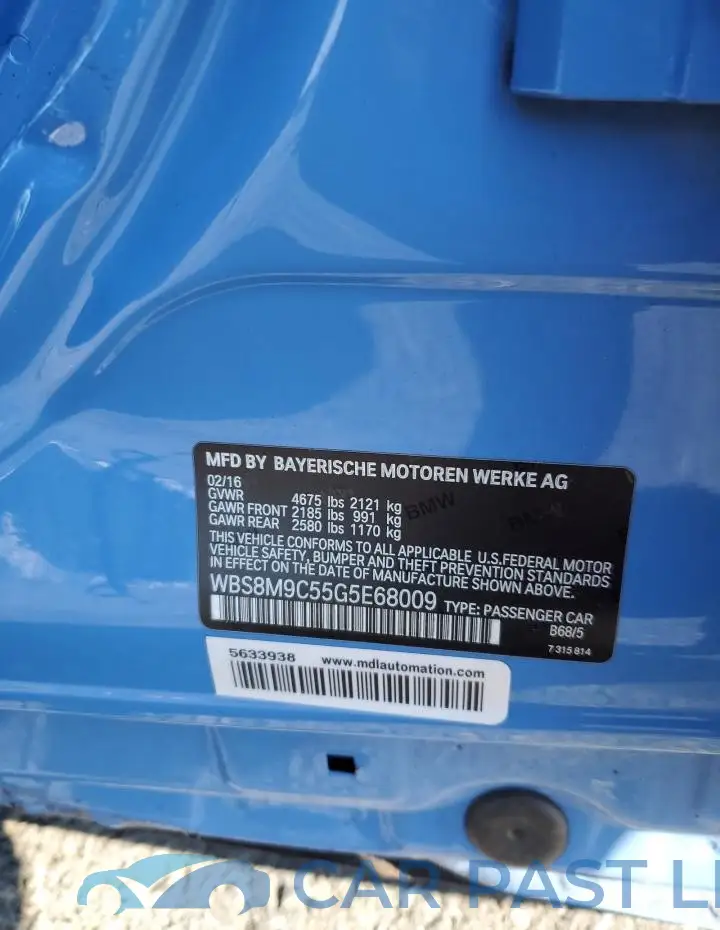 WBS8M9C55G5E68009# 12
