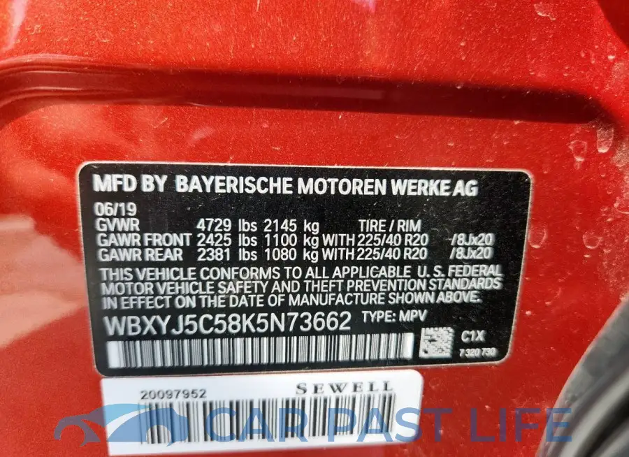 WBXYJ5C58K5N73662# 12
