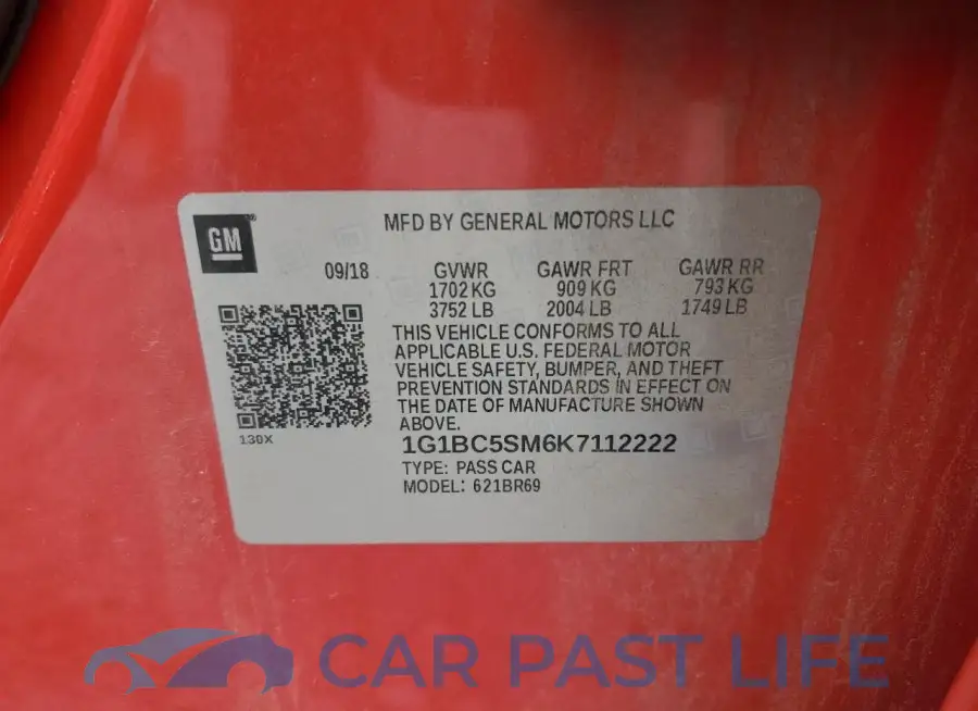 1G1BC5SM6K7112222# 12