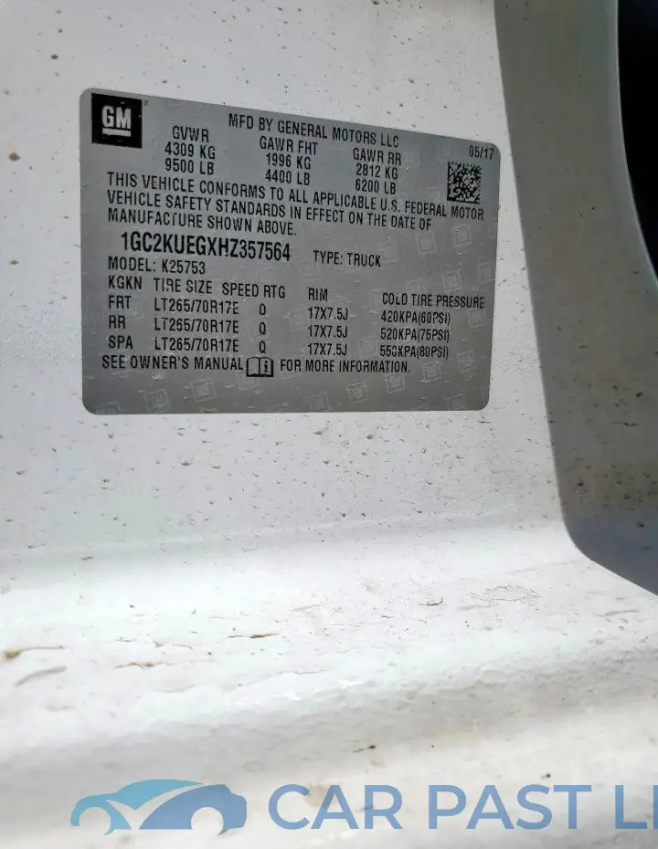 1GC2KUEGXHZ357564# 12