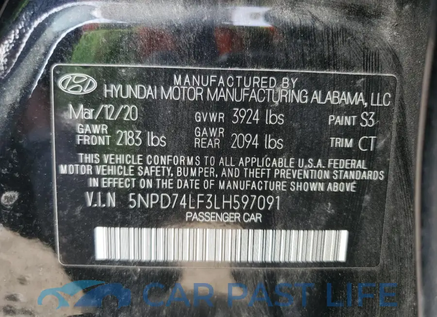 5NPD74LF3LH597091# 12