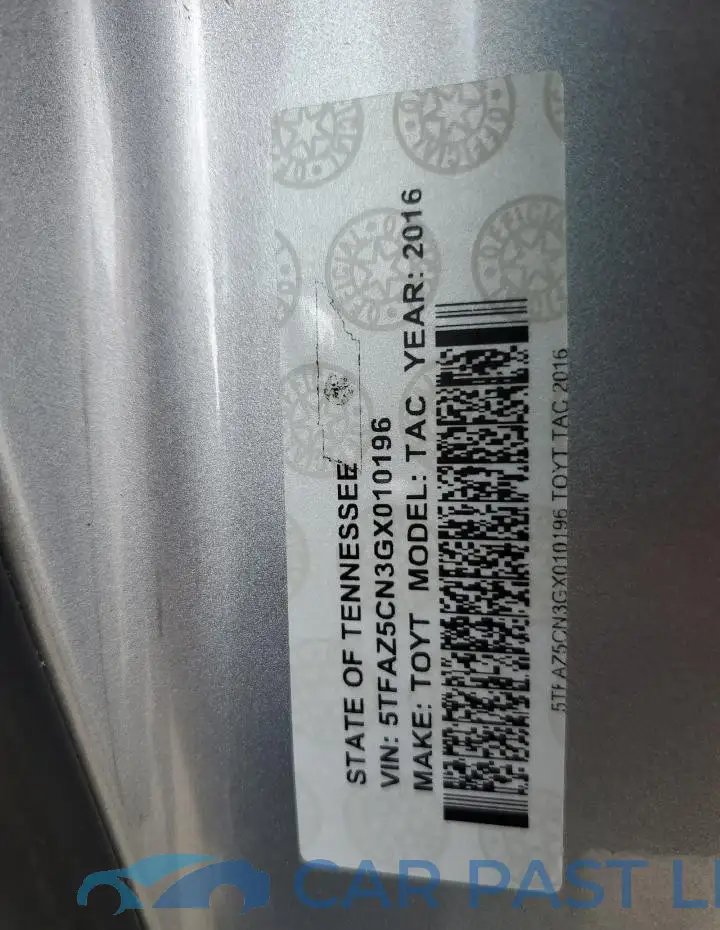 5TFAZ5CN3GX010196# 12