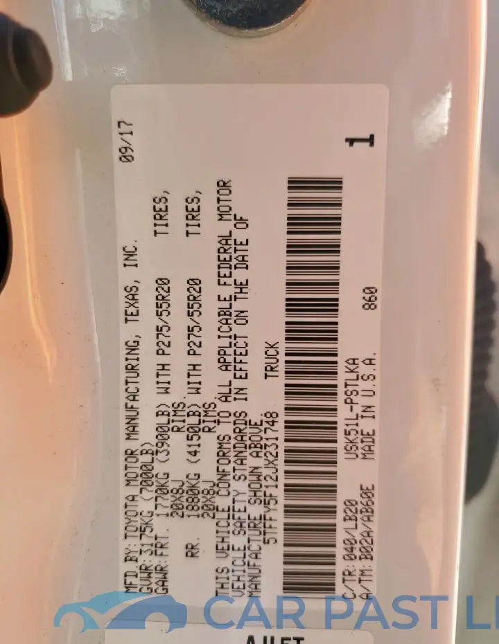 5TFFY5F12JX231748# 12