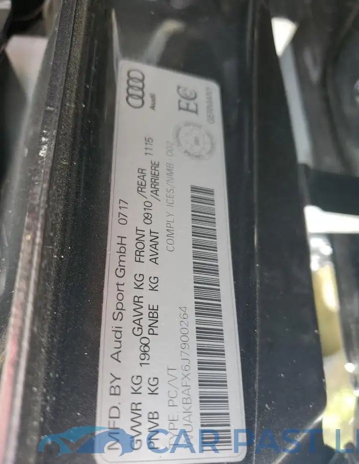 WUAKBAFX6J7900264# 13