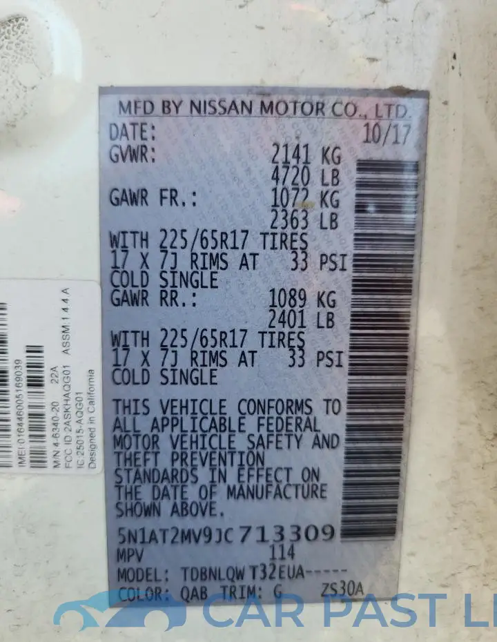 5N1AT2MV9JC713309# 13