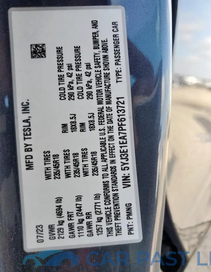 5YJ3E1EA7PF613721# 13