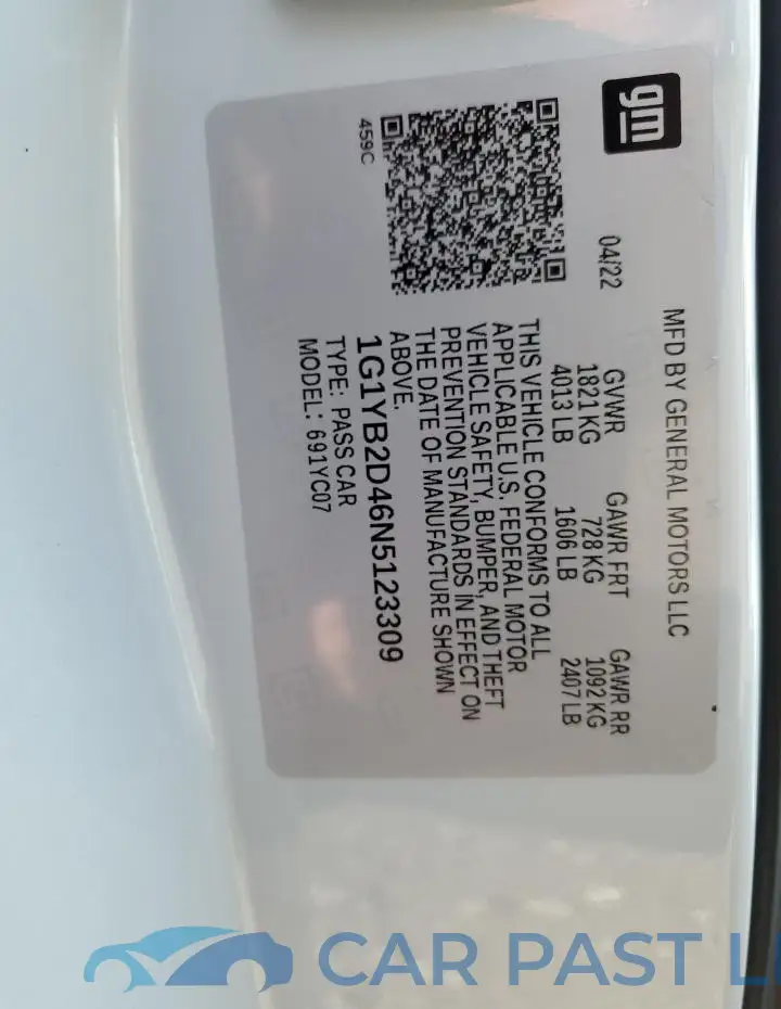 1G1YB2D46N5123309# 12
