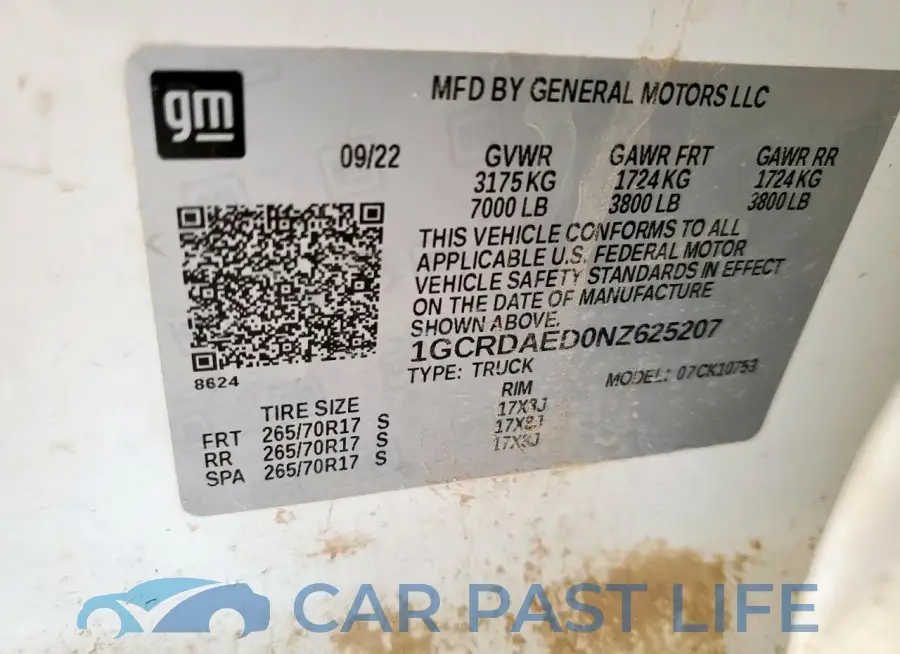 1GCRDAED0NZ625207# 12