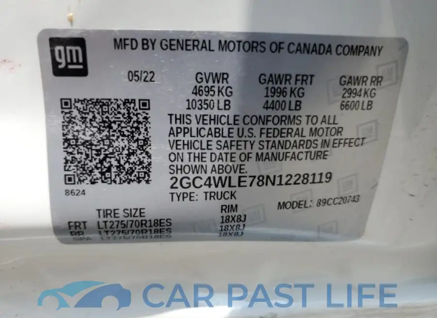 2GC4WLE78N1228119# 13