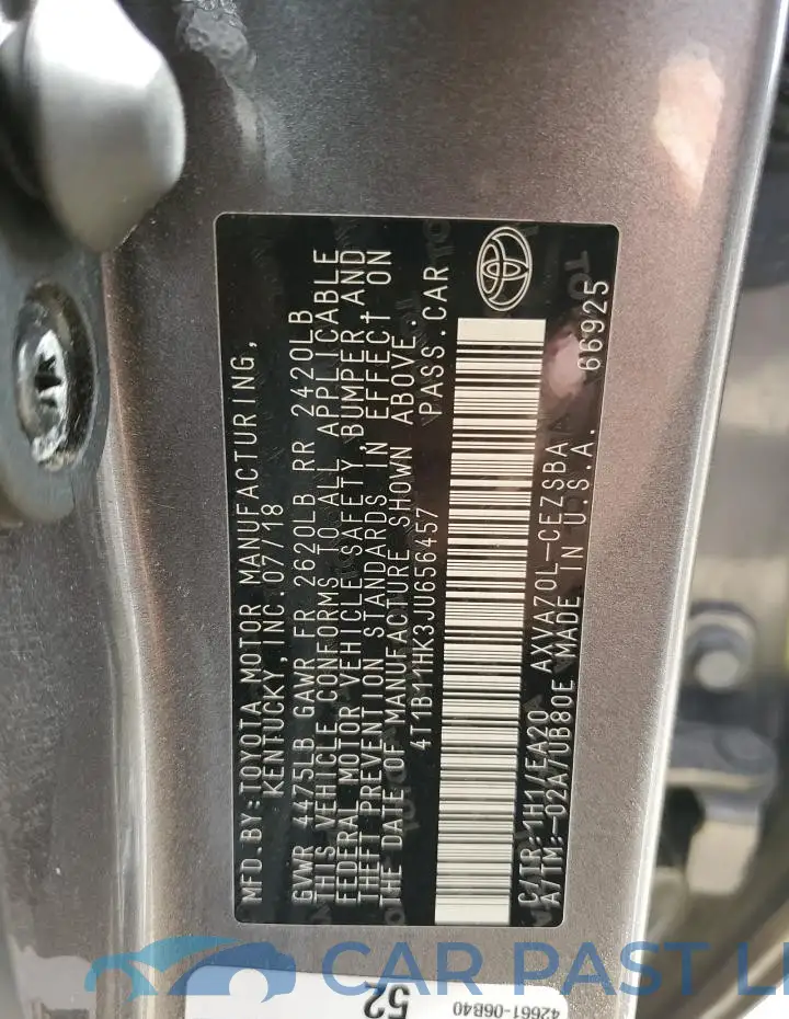 4T1B11HK3JU656457# 12
