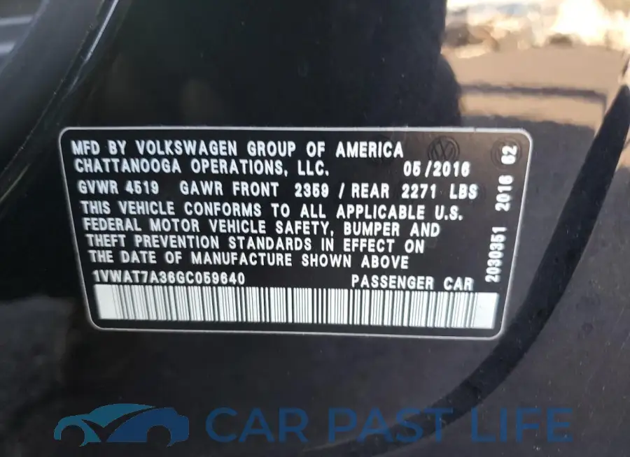 1VWAT7A36GC059640# 13