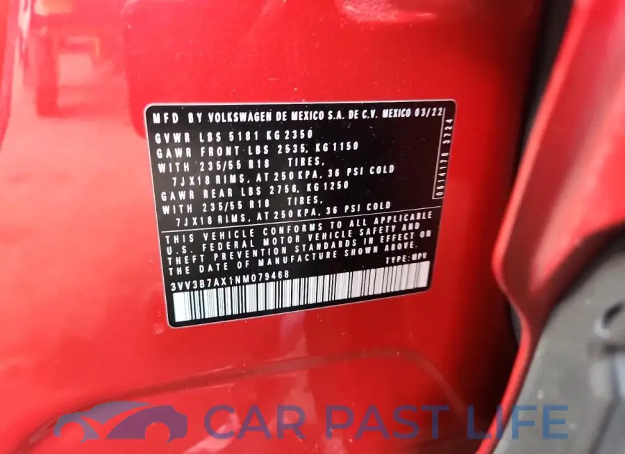 3VV3B7AX1NM079468# 12