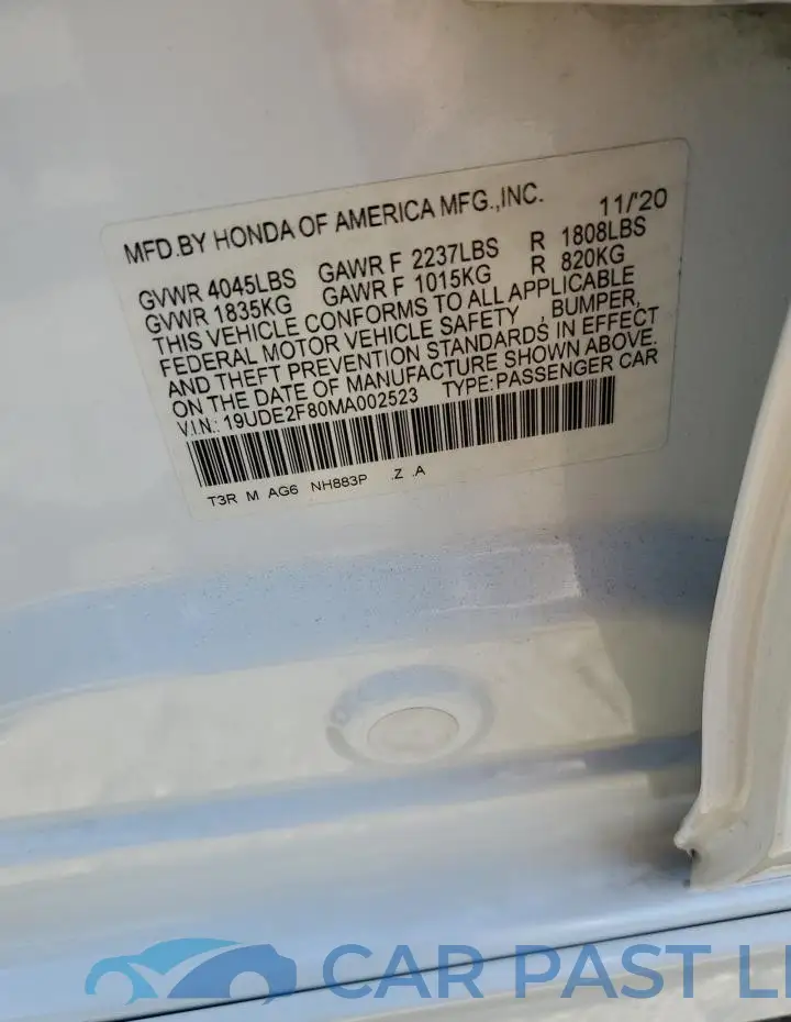 19UDE2F80MA002523# 12