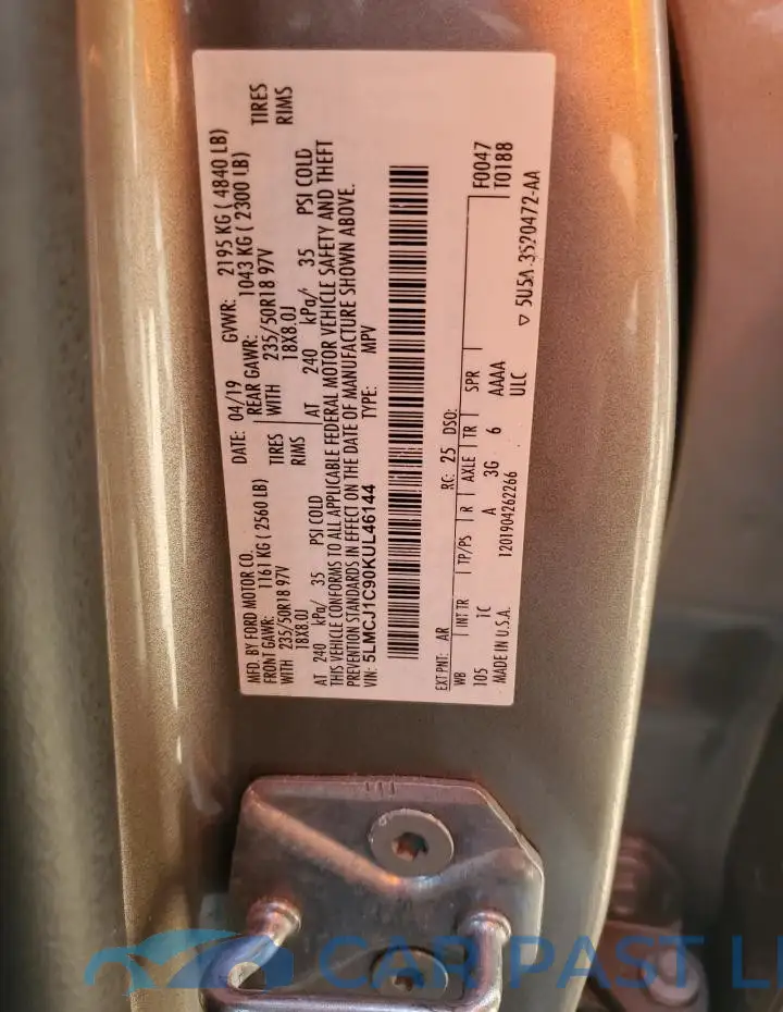 5LMCJ1C90KUL46144# 12